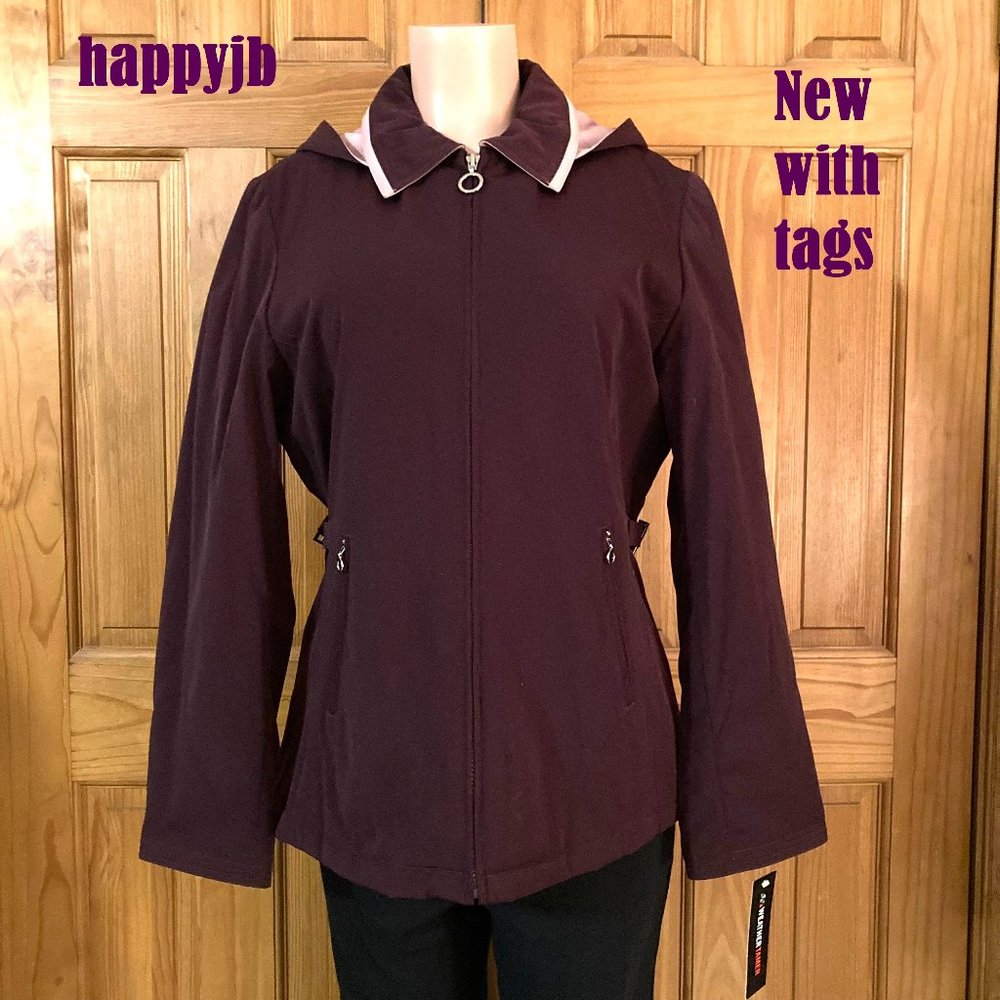 NWT Weather Tamer Vintage 90s Coat Jacket Hooded Purple Size L Large